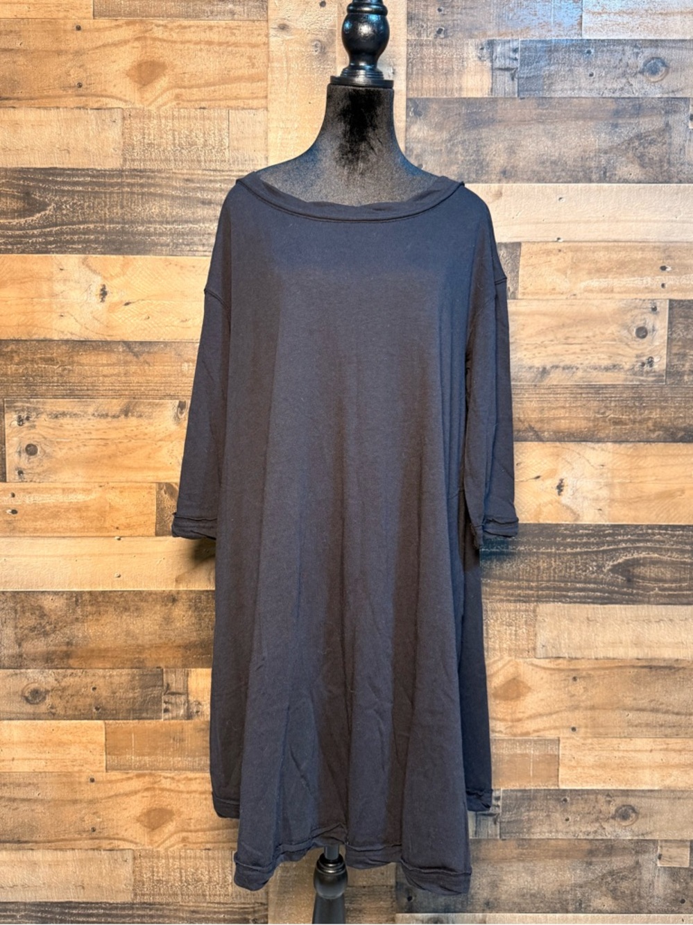 NEW NWT Free People Women's Black 3/4 Sleeve Summer Dress Large L TEP 149